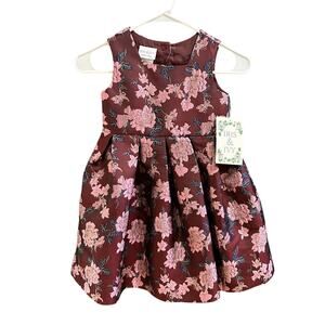 NWT $68 Iris & Ivy Metallic Brocade Floral Dress, Sz 6 (6C)